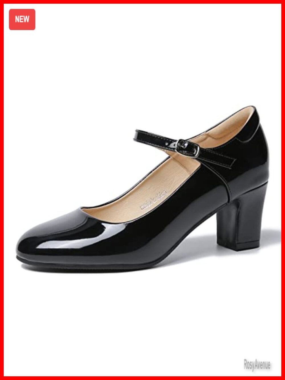 Mary Jane Pumps Women Round Toe Block Heel Synthetic Patent PU